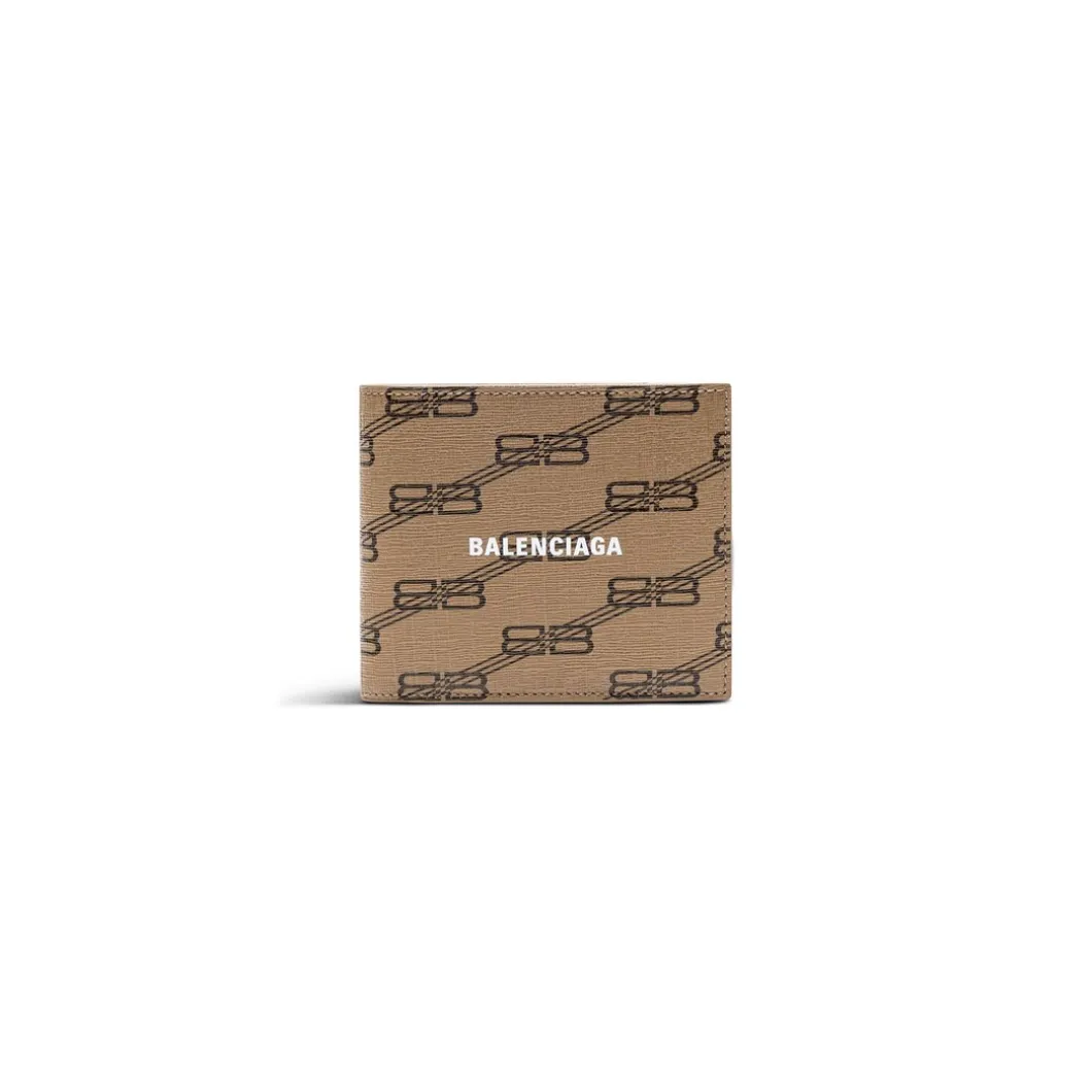 Portafoglio Squadrato Ripiegato Signature Folded In Tela Rivestita Bb Monogram da Uomo in Beige
