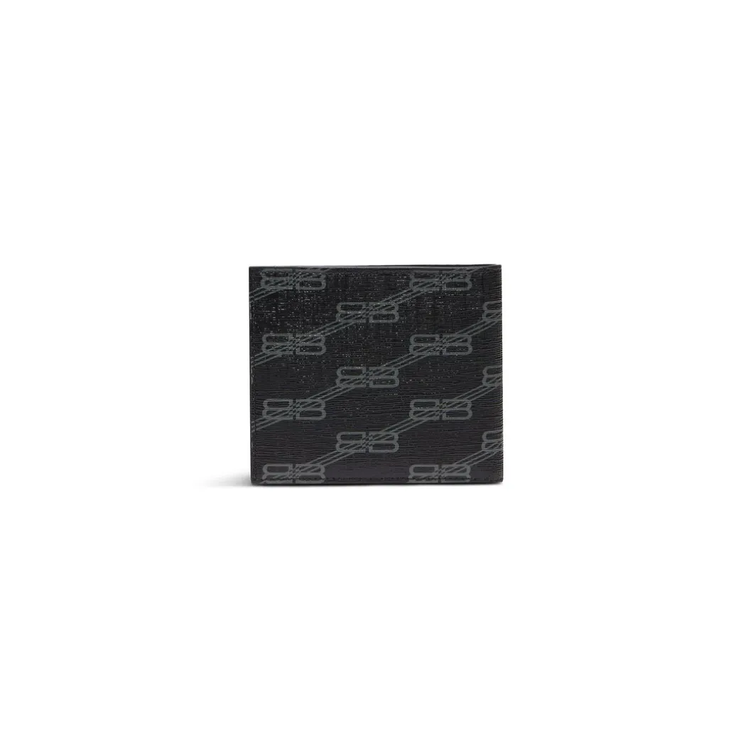 Portafoglio Squadrato Ripiegato Signature Folded In Tela Rivestita Bb Monogram da Uomo in Nero