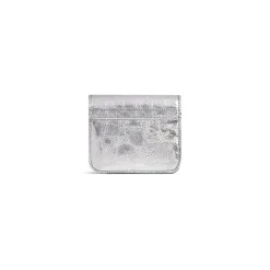 Portamonete E Portacarte Con Patta Monaco Metallizzato da Donna in Argento