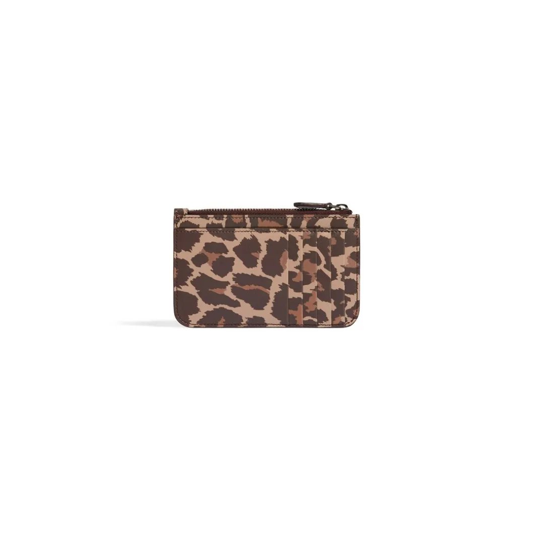 Portamonete E Portacarte Cash Grande Lungo Con Stampa Leopardata da Donna in Beige