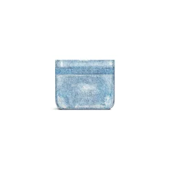 Portamonete E Portacarte Con Patta Cash Con Stampa Denim da Donna in Blu
