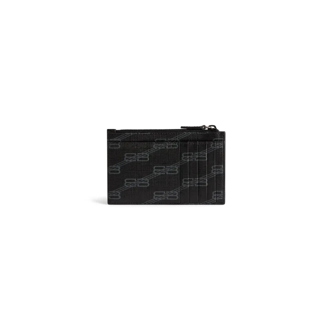Portamonete E Portacarte Lungo Signature In Tela Spalmata Bb Monogram da Uomo in Nero