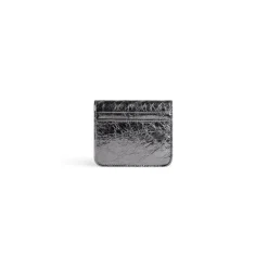 Portamonete E Portacarte Con Patta Monaco Metallizzato da Donna in Grigio Scuro