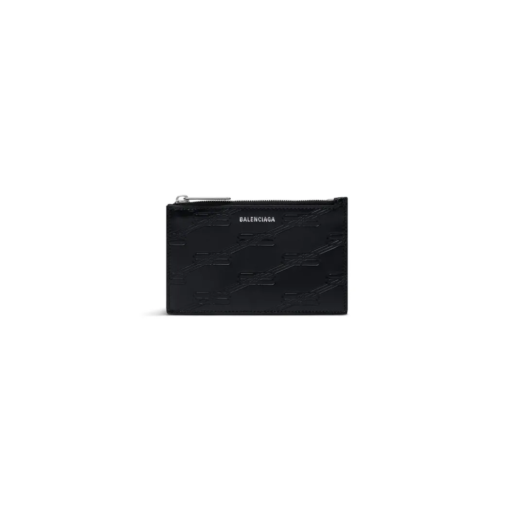 Portamonete Lungo E Portacarte Embossed Monogram In Pelle Box da Uomo in Nero