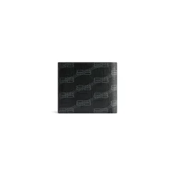 Portamonete Pieghevole Quadrato Signature In Tela Spalmata Bb Monogram  da Uomo in Nero