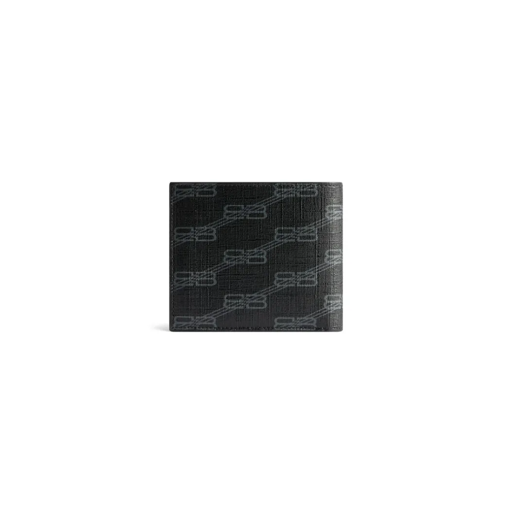 Portamonete Pieghevole Quadrato Signature In Tela Spalmata Bb Monogram da Uomo in Nero