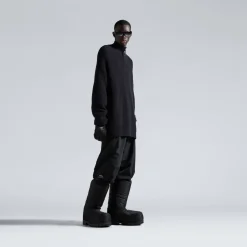 Pullover A Collo Alto Con Mezza Zip in Nero