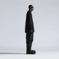 Pullover A Collo Alto Con Mezza Zip in Nero