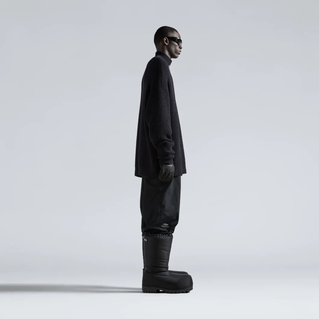 Pullover A Collo Alto Con Mezza Zip in Nero