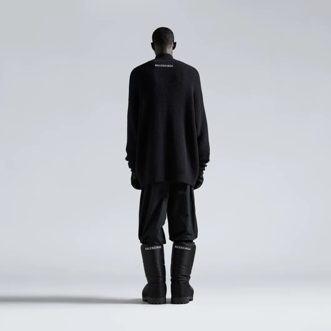 Pullover A Collo Alto Con Mezza Zip in Nero