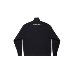 Pullover A Collo Alto Con Mezza Zip in Nero