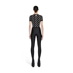 Pullover A Maniche Corte Crop Mini Allover Logo da Donna in Nero