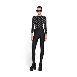 Pullover Allover Logo Crop da Donna in Nero