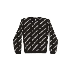 Pullover Allover Logo Crop da Donna in Nero