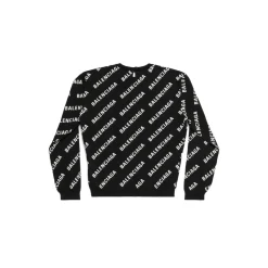 Pullover Allover Logo Crop da Donna in Nero