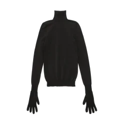 Pullover Con Guanti da Donna in Nero