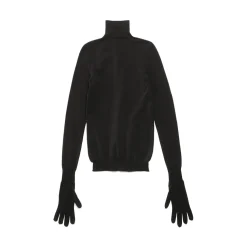 Pullover Con Guanti da Donna in Nero