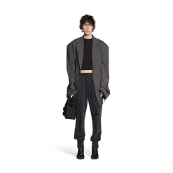 Pullover Crop A Maniche Corte Mini Allover Logo da Donna in Nero