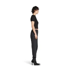 Pullover Crop A Maniche Corte Mini Allover Logo da Donna in Nero
