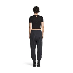 Pullover Crop A Maniche Corte Mini Allover Logo da Donna in Nero