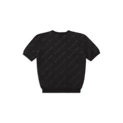 Pullover Crop A Maniche Corte Mini Allover Logo da Donna in Nero