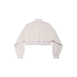 Pullover Cropped Ampio da Donna in Bianco Sporco