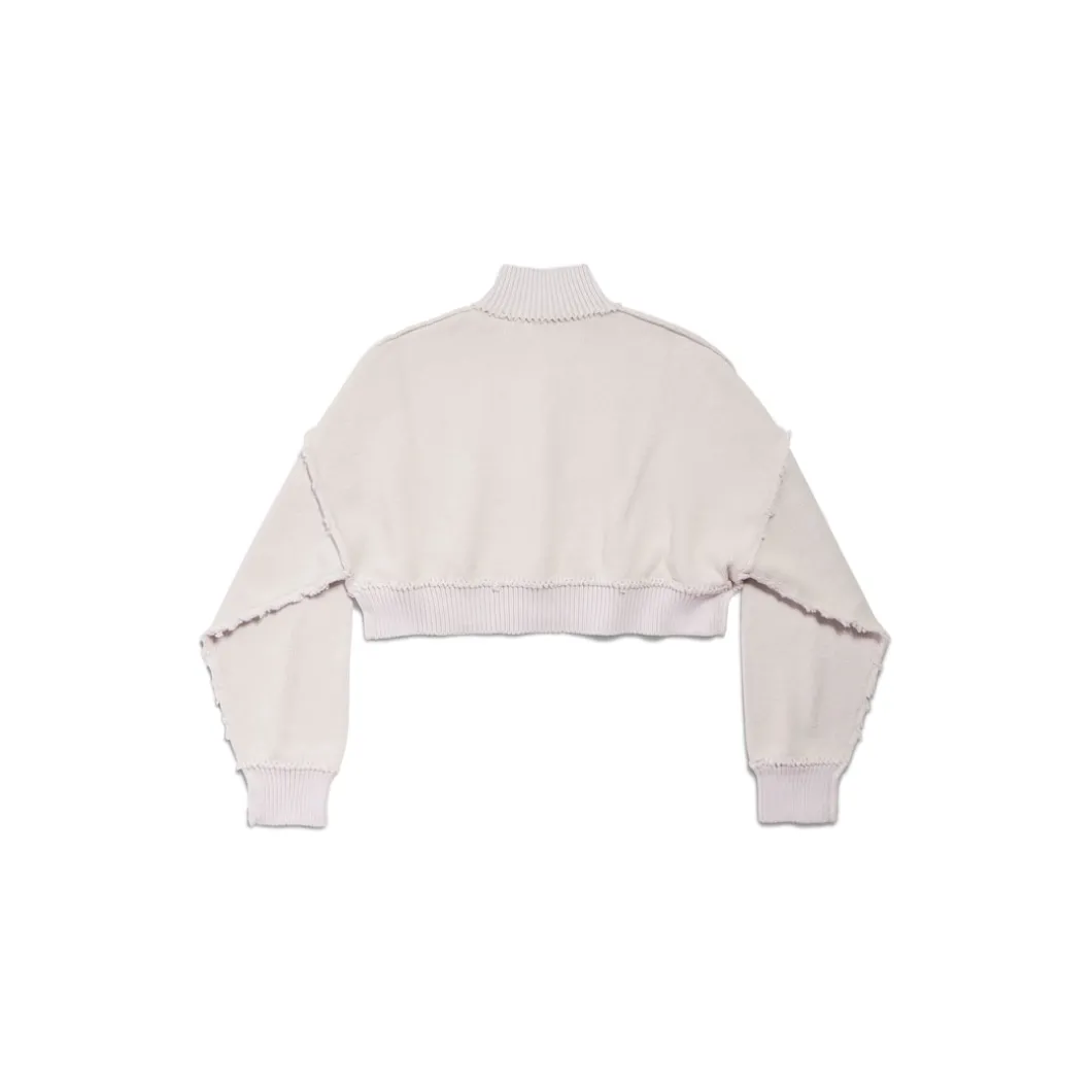 Pullover Cropped Ampio da Donna in Bianco Sporco