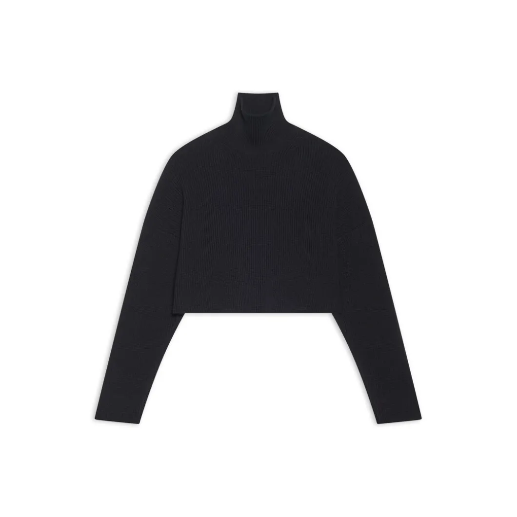 Pullover Cropped da Donna in Nero