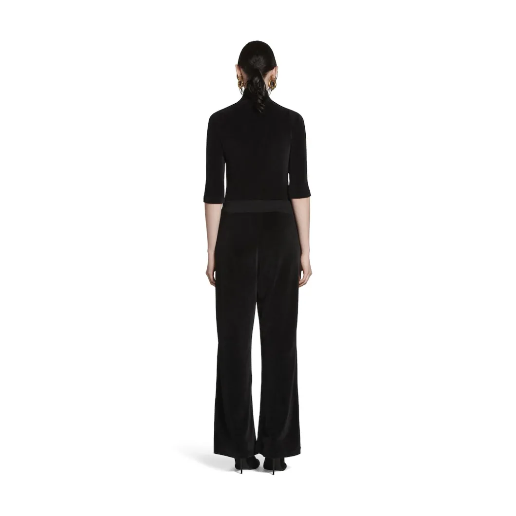 Pullover Dolcevita Aderente Con Foulard da Donna in Nero