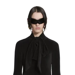 Pullover Dolcevita Aderente Con Foulard da Donna in Nero