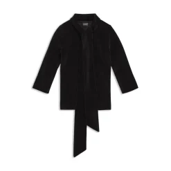 Pullover Dolcevita Aderente Con Foulard da Donna in Nero