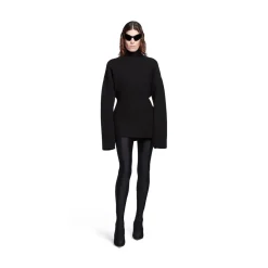 Pullover Dolcevita Hourglass da Donna in Nero