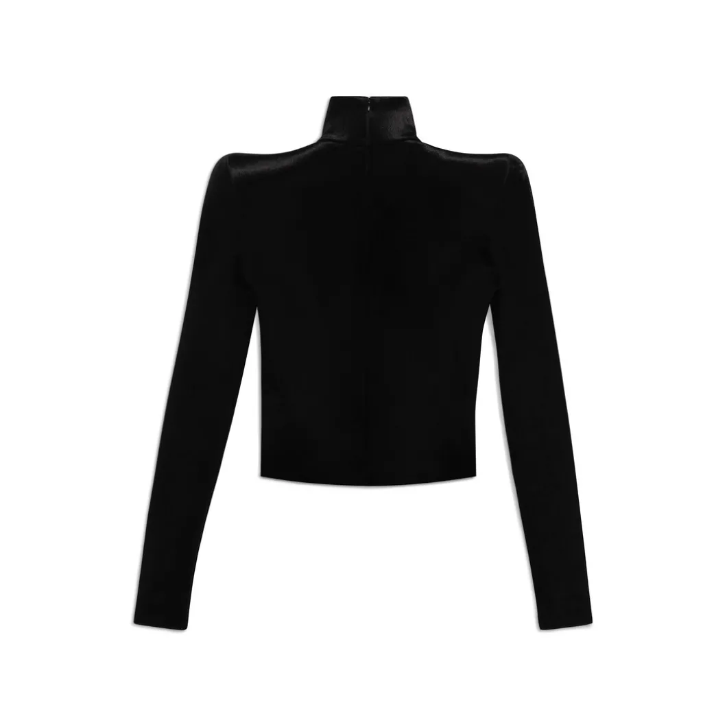 Pullover Dolcevita Round Shoulder da Donna in Nero