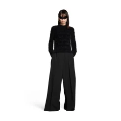 Pullover Furry Bal Horizontal Allover Aderente da Donna in Nero
