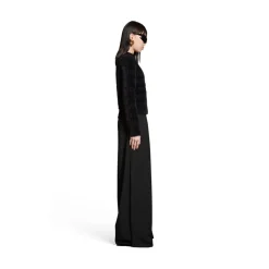 Pullover Furry Bal Horizontal Allover Aderente da Donna in Nero