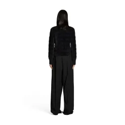 Pullover Furry Bal Horizontal Allover Aderente da Donna in Nero