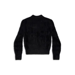 Pullover Furry Bal Horizontal Allover Aderente da Donna in Nero
