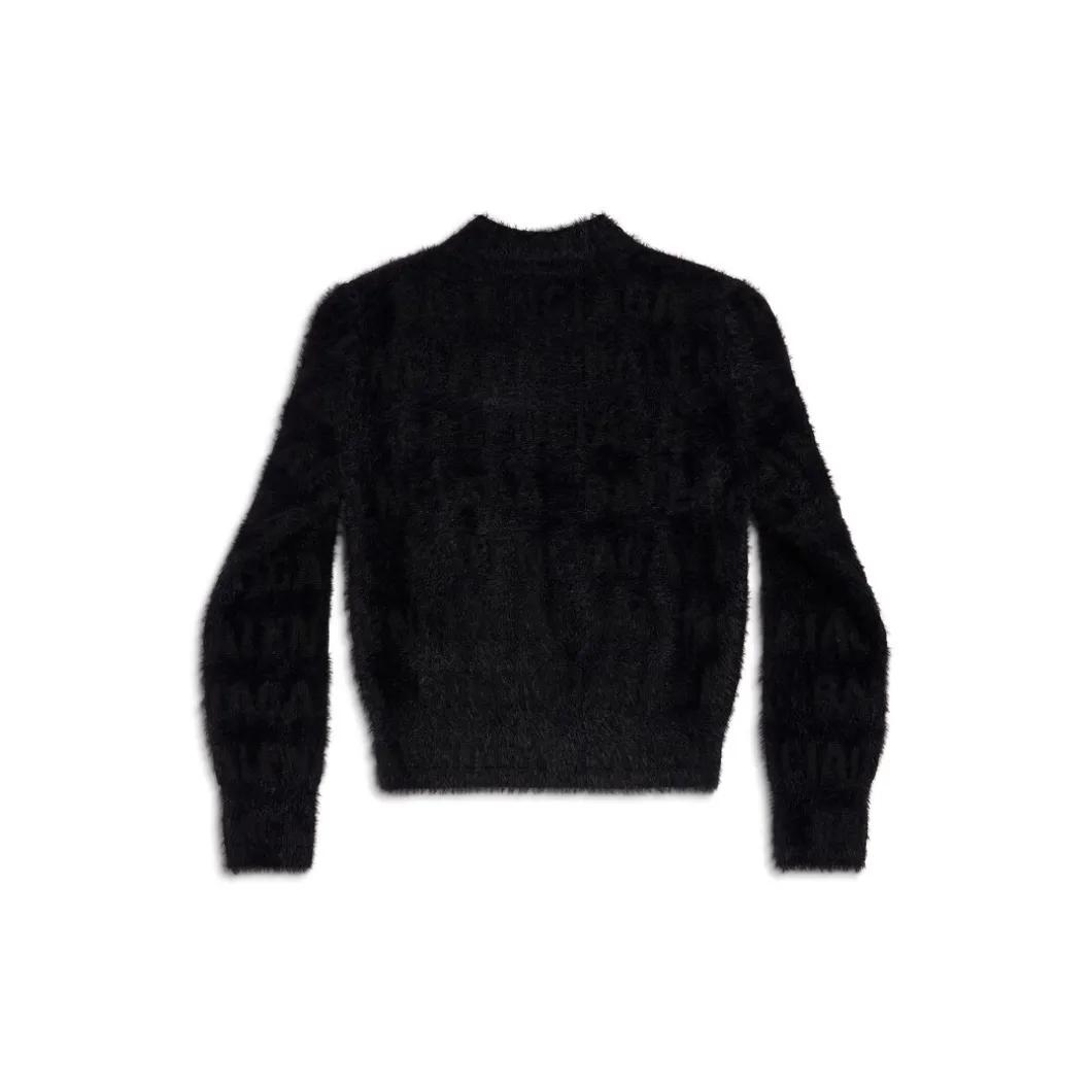 Pullover Furry Bal Horizontal Allover Aderente da Donna in Nero
