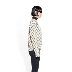 Pullover Mini Allover Logo da Donna in Bianco Sporco