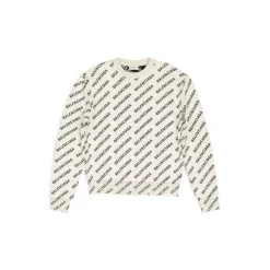 Pullover Mini Allover Logo da Donna in Bianco Sporco