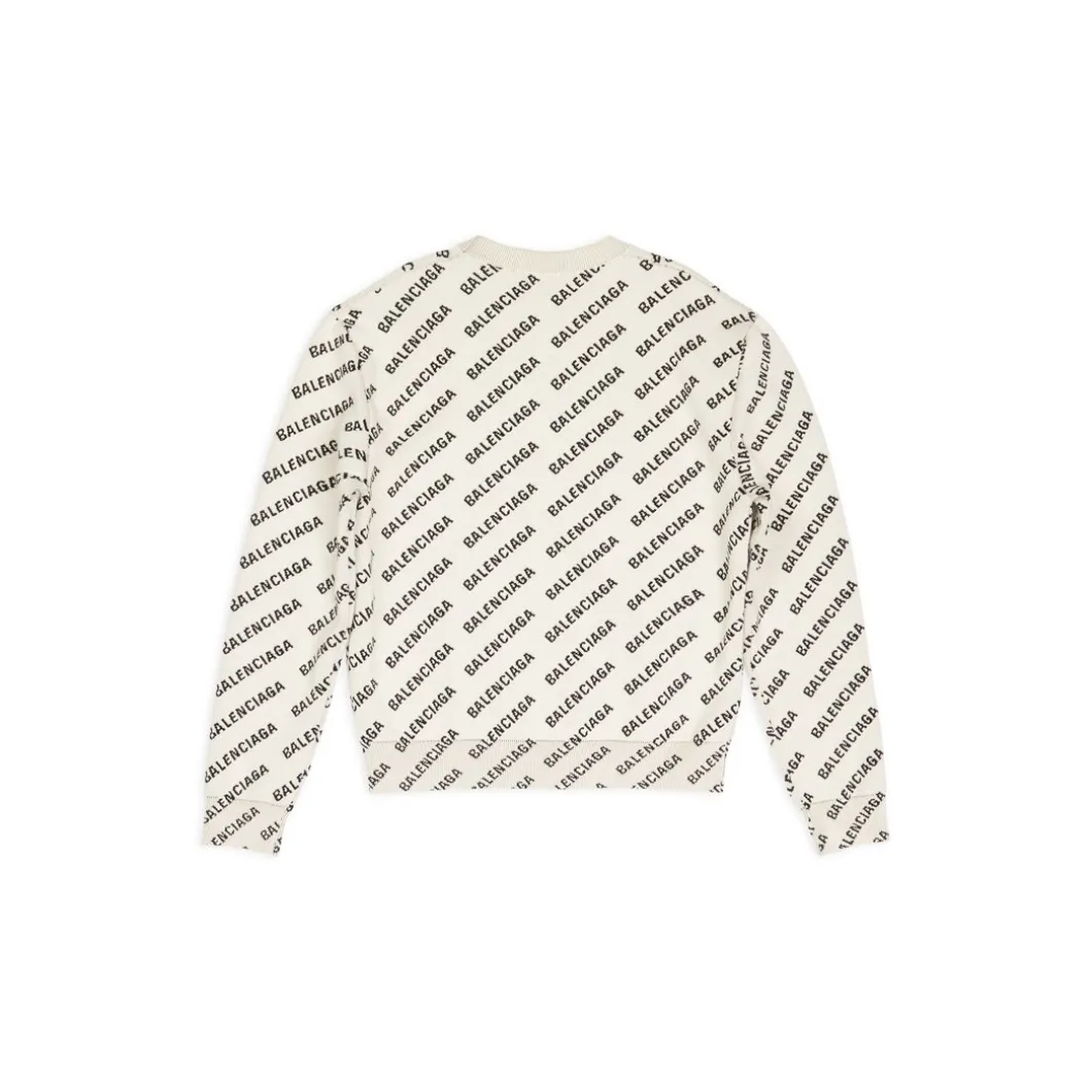 Pullover Mini Allover Logo da Donna in Bianco Sporco
