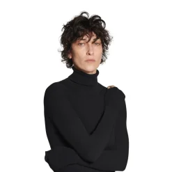 Pullover Seamless Fitted da Donna in Nero