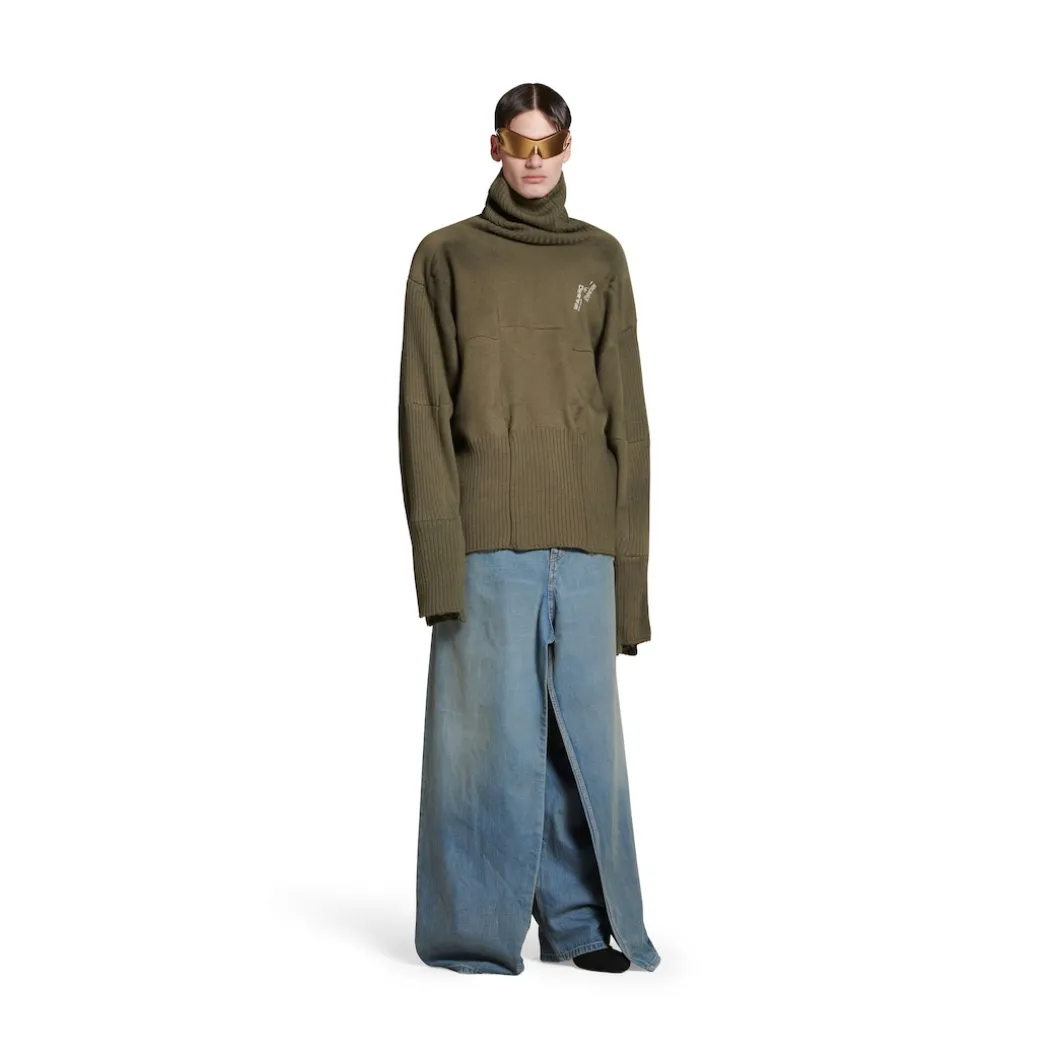 Pullover Upcycled Socks Balenciaga in Verde Scuro