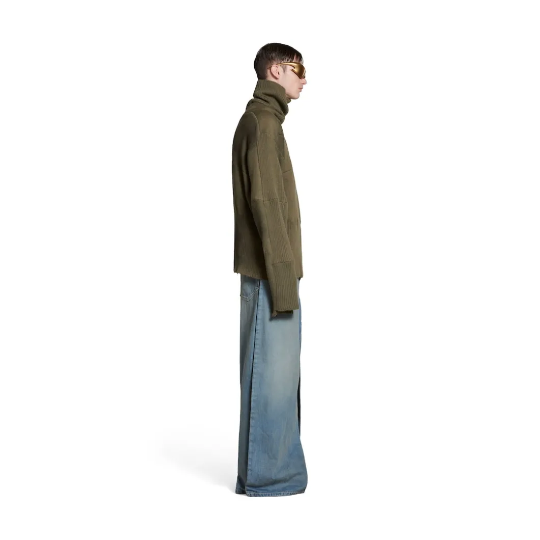 Pullover Upcycled Socks Balenciaga in Verde Scuro