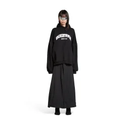 Round Hoodie Back Flip Oversize in Nero/bianco