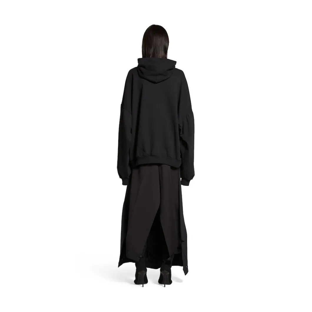 Round Hoodie Back Flip Oversize in Nero/bianco