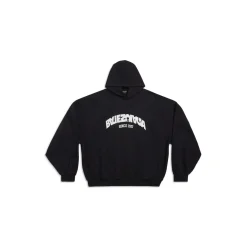 Round Hoodie Back Flip Oversize in Nero/bianco