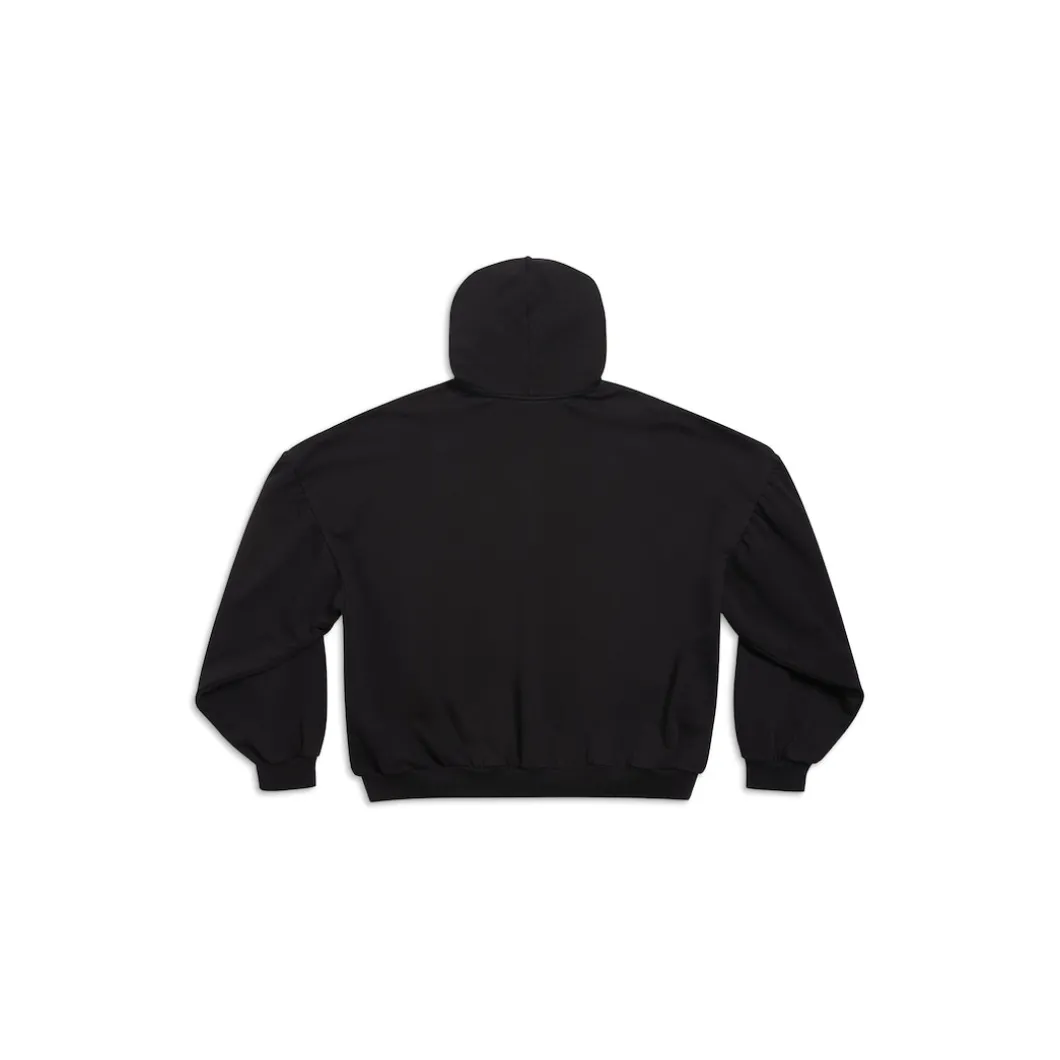 Round Hoodie Back Flip Oversize in Nero/bianco