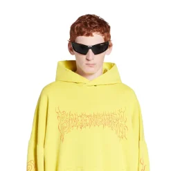 Round Hoodie Darkwave Oversize in Giallo/rosso