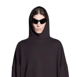 Round Hoodie Sample Sticker Oversize in Nero